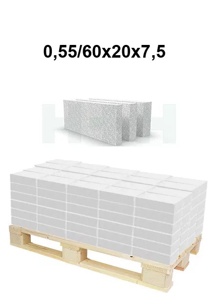 Porenbeton Planbauplatten PPpl - 0,55 60x20x7,5 cm glatte Kante 756 kg