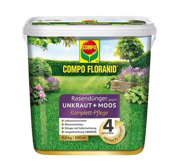 COMPO FLORANID® Rasendünger gegen Unkraut + Moos Komplettpflege 9 kg